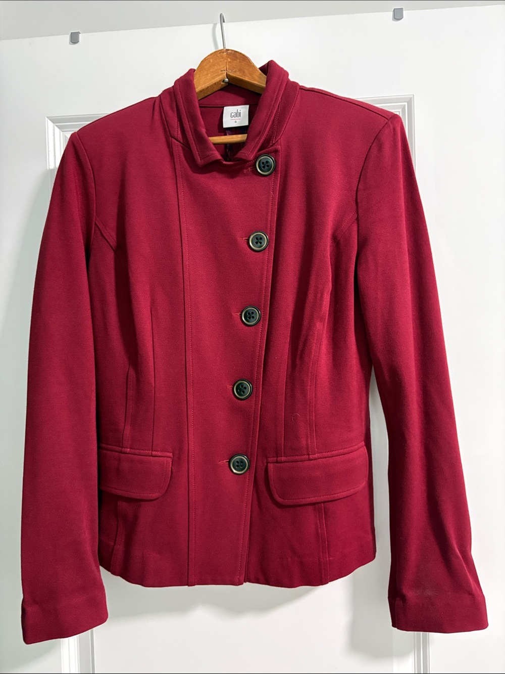 CAbi Women's Deep Red Button-Front Blazer